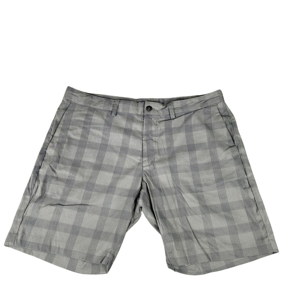 NorthFace Plaid Short 40 Men Nylon Flat Front Gray 9" Preppy Performance Stretch